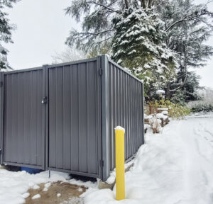 DuraBond Garbage Enclosure using Colorbond metal privacy fence in Monument